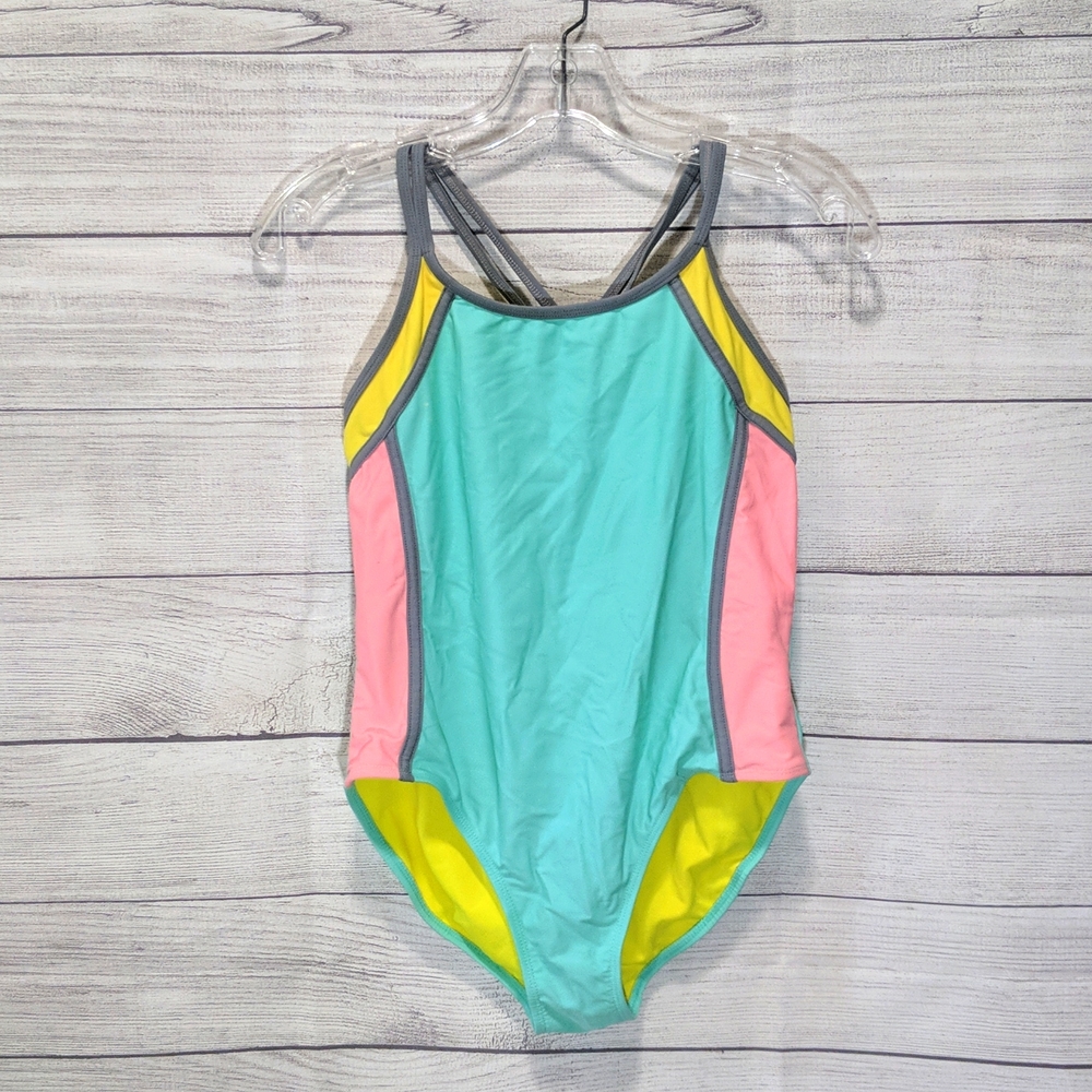 Wonder Nation Teal One Piece Suit with Grey Yellow Salmon Color Blocks Size XXL